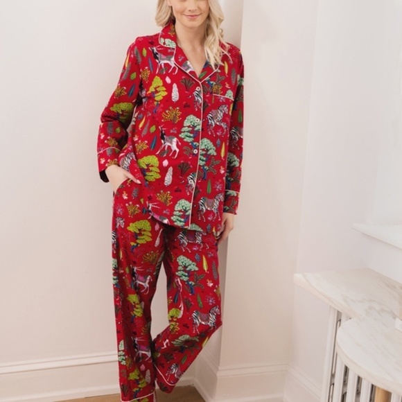 Anthropologie Printfresh Antelope Forest Animal Pajama Set - Picture 3 of 6